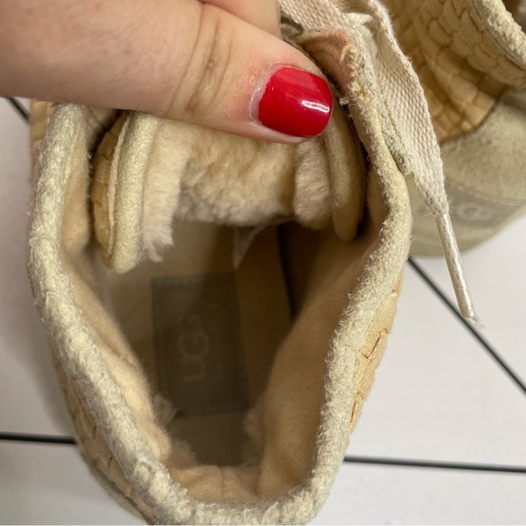 Ugg | Cayha Woven High Top Sherpa Lined Sneakers Tan Size 9 - Picture 13 of 14